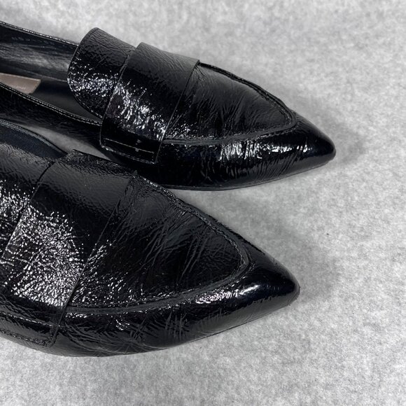 AGL Loafers Womens 11 US Black Patent Leather Pointed Toe Shoe Flats Business - Picture 5 of 16